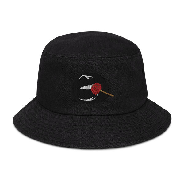 Brain Candy Denim Bucket Hat (Black Heart)