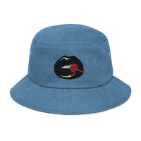 Brain Candy Denim Bucket Hat (Black Heart)