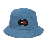 Brain Candy Denim Bucket Hat (Black Heart)